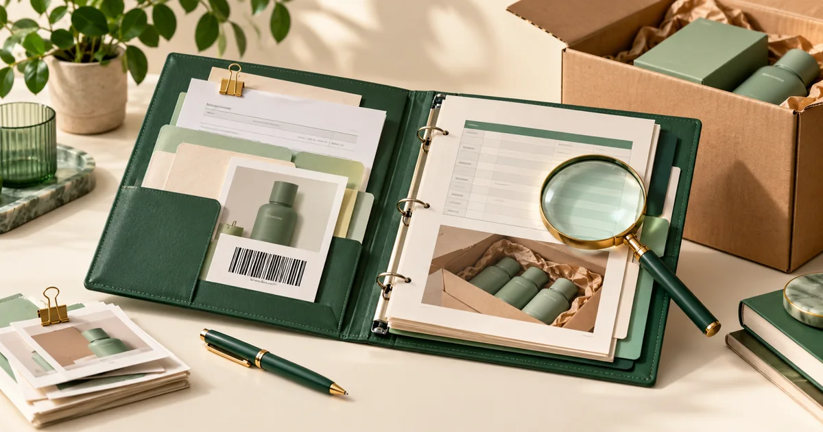 An organized case evidence folder containing inventory reports, invoices and product identifiers.
