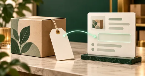 A product carton with a blank cost tag beside an inventory record awaiting cost data.