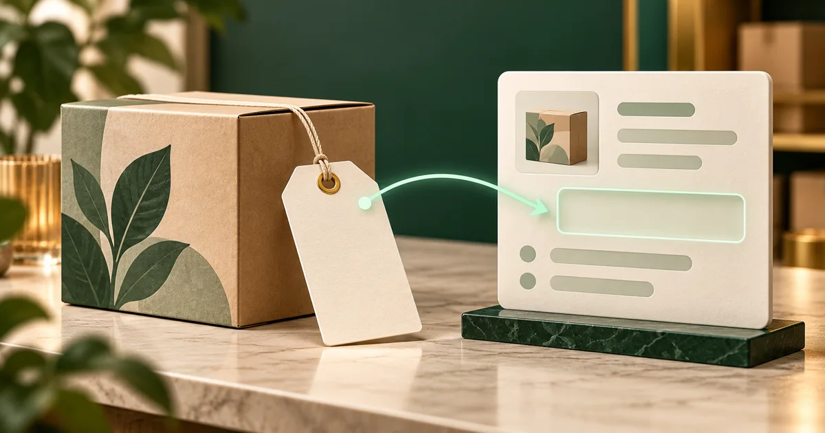 A product carton with a blank cost tag beside an inventory record awaiting cost data.