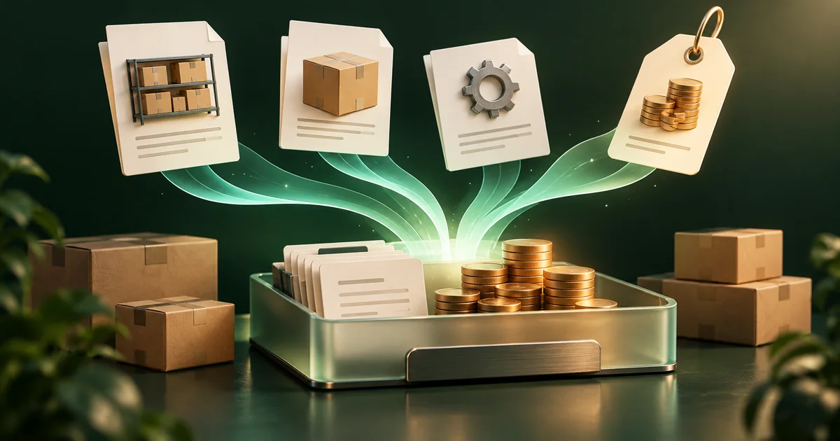 Inventory reports, documented costs and payment records converging into a recovery review tray.