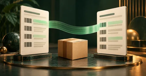 Inventory and reimbursement reports connected through matching product identifiers.